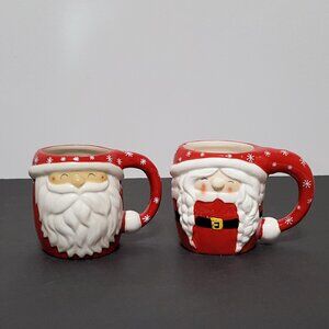 NEW Williams Sonoma Figural Santa Claus and Mrs. Claus Mugs 16 OZ Stoneware